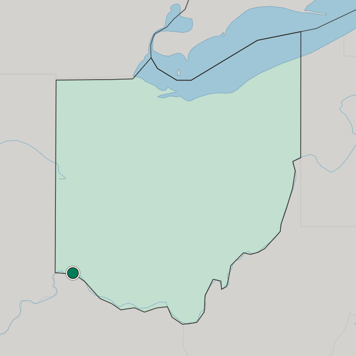 Map showing Cincinnati — In Ohio