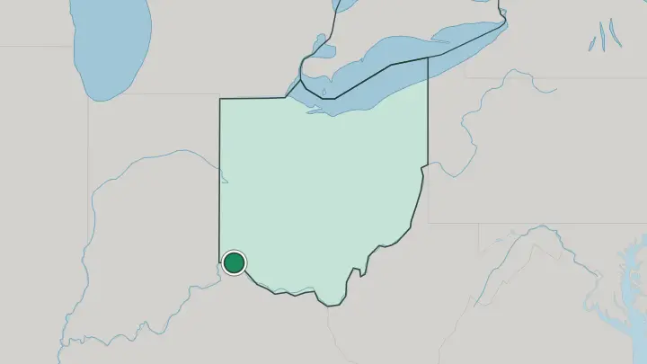 Map of Cincinnati in United States