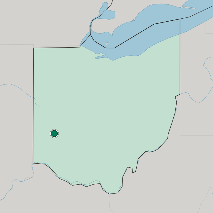 Map showing Dayton — In Ohio