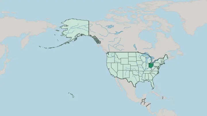 Map of Ohio in United States