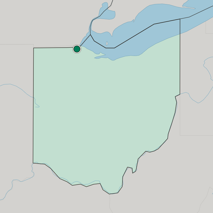 Map showing Toledo — In Ohio