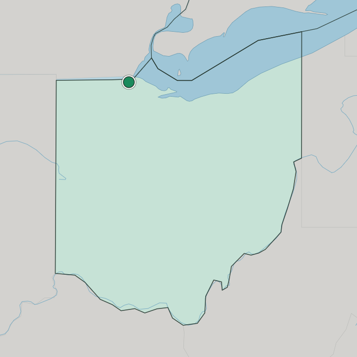 Map showing Toledo — In Ohio