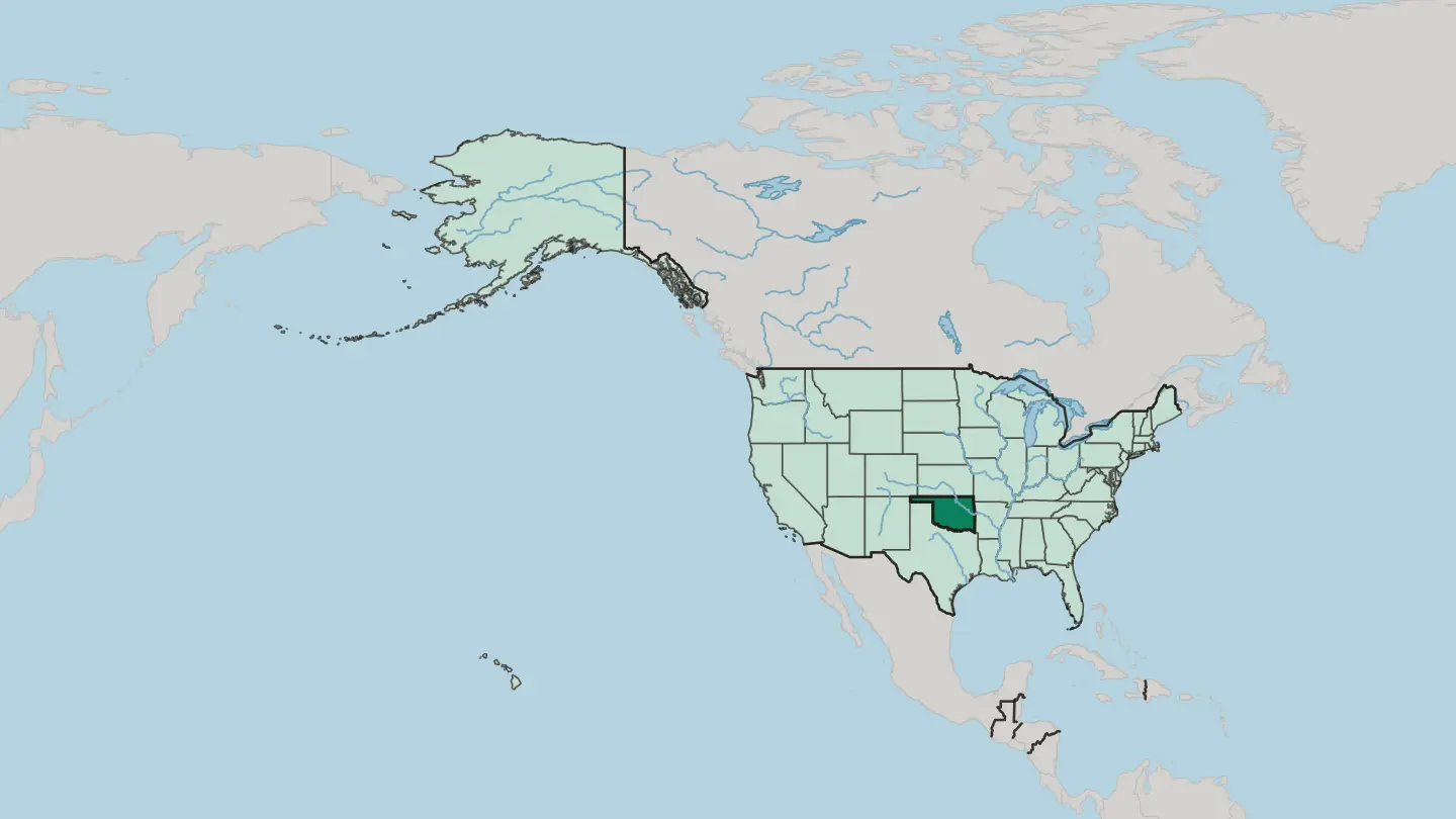 Map of Oklahoma in United States
