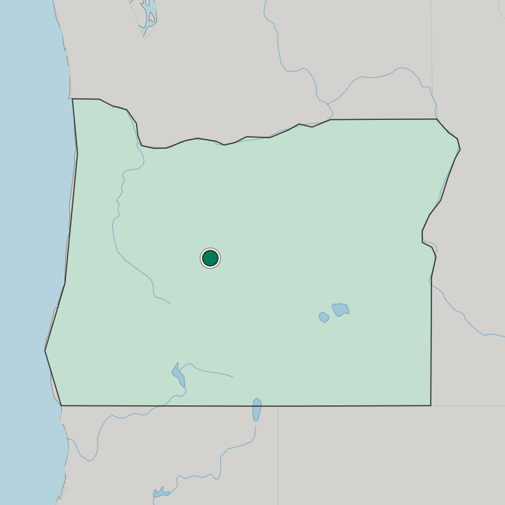 Map showing Bend — In Oregon