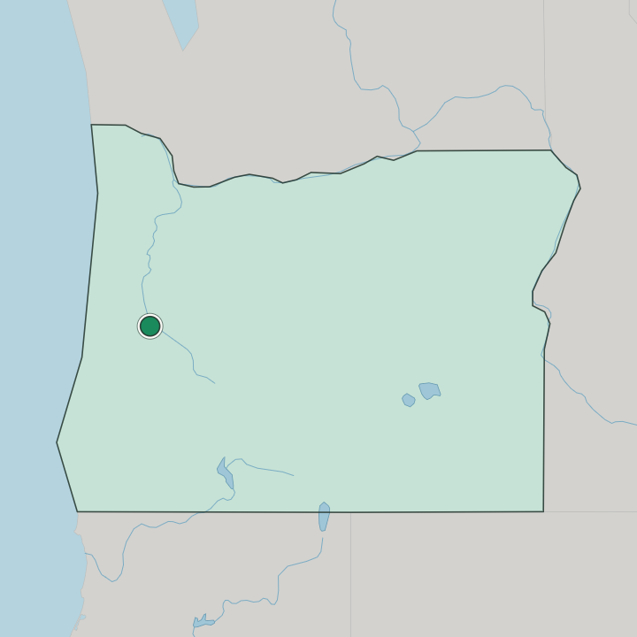 Map showing Eugene — In Oregon