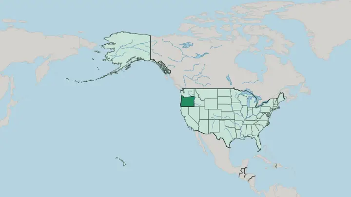 Map of Oregon in United States