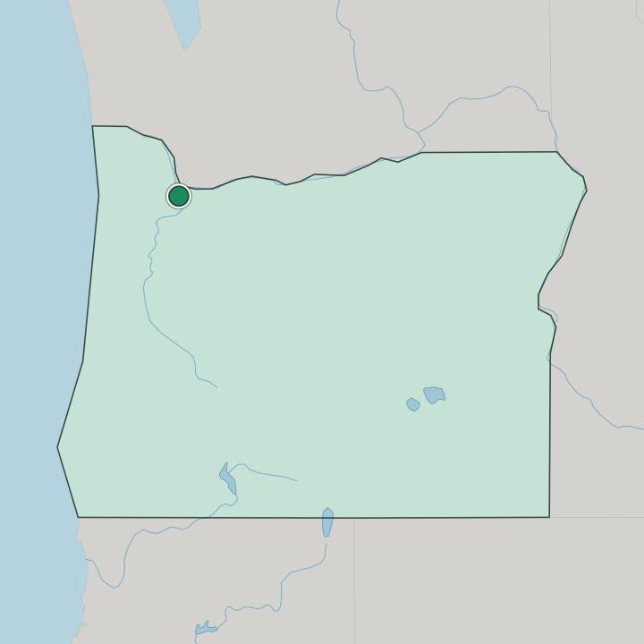Map showing Portland — In Oregon