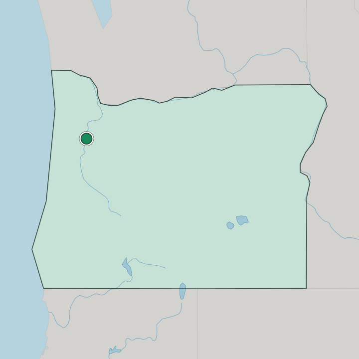 Map showing Salem — In Oregon