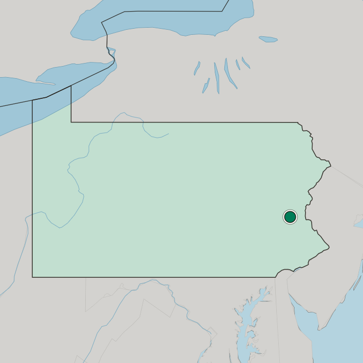 Map showing Allentown — In Pennsylvania