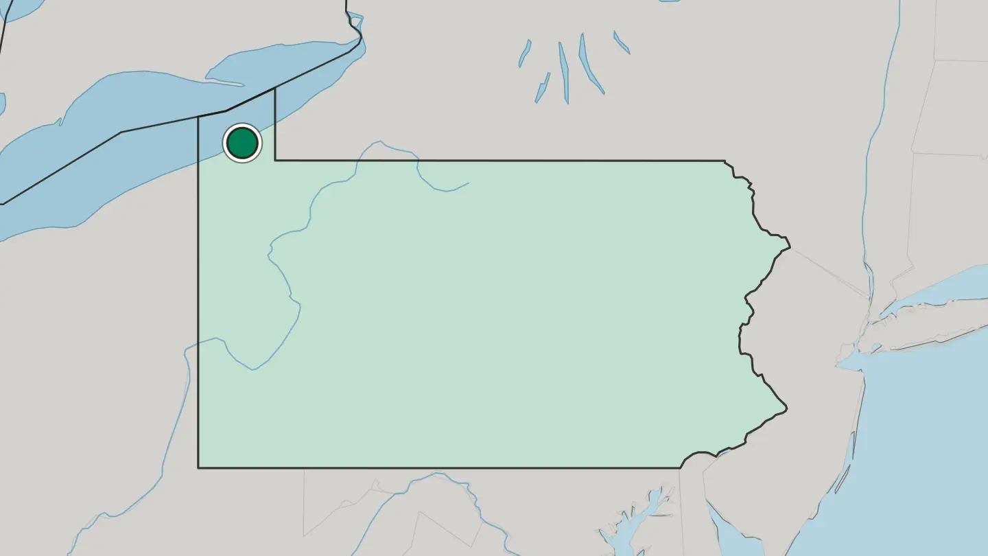 Map of Erie in United States