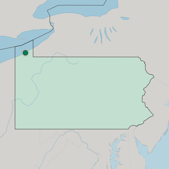 Map showing Erie — In Pennsylvania