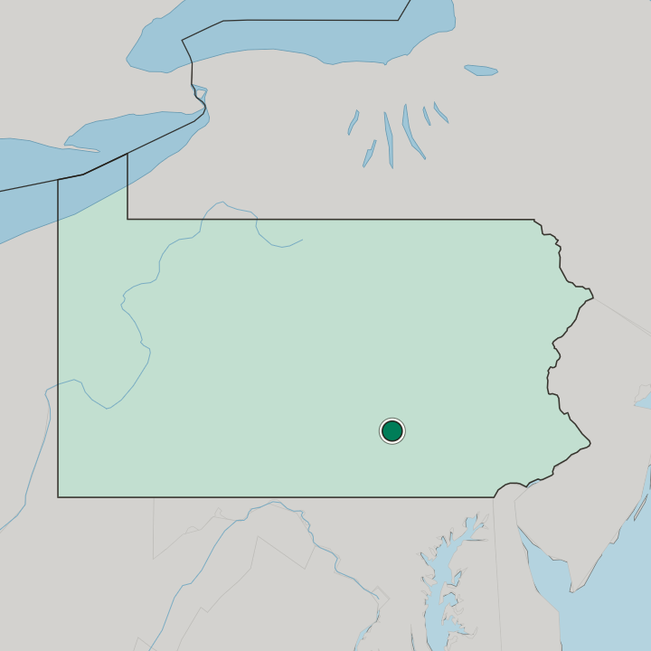 Map showing Harrisburg — In Pennsylvania