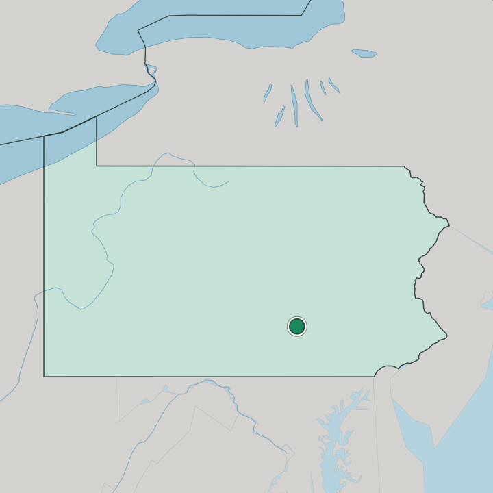 Map showing Harrisburg — In Pennsylvania