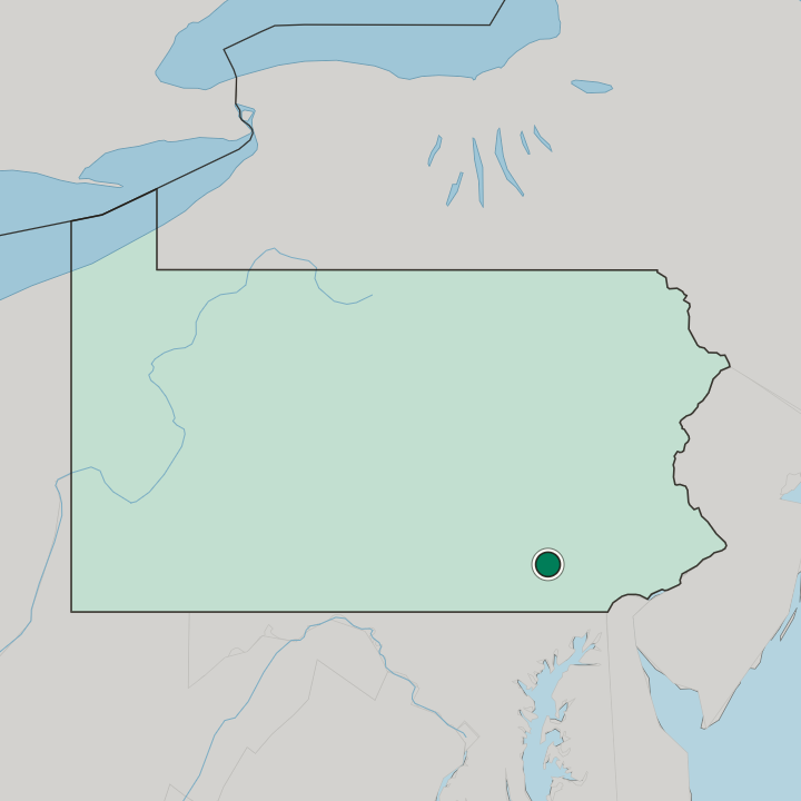 Map showing Lancaster — In Pennsylvania