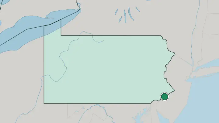 Map of Philadelphia in United States