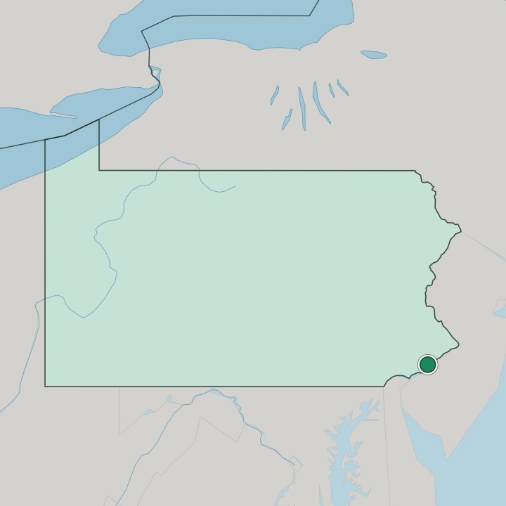 Map showing Philadelphia — In Pennsylvania