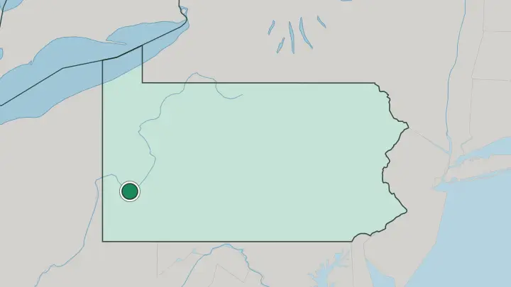 Map of Pittsburgh in United States