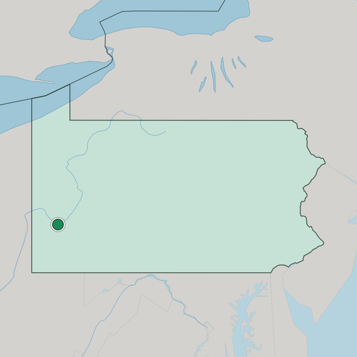 Map showing Pittsburgh — In Pennsylvania