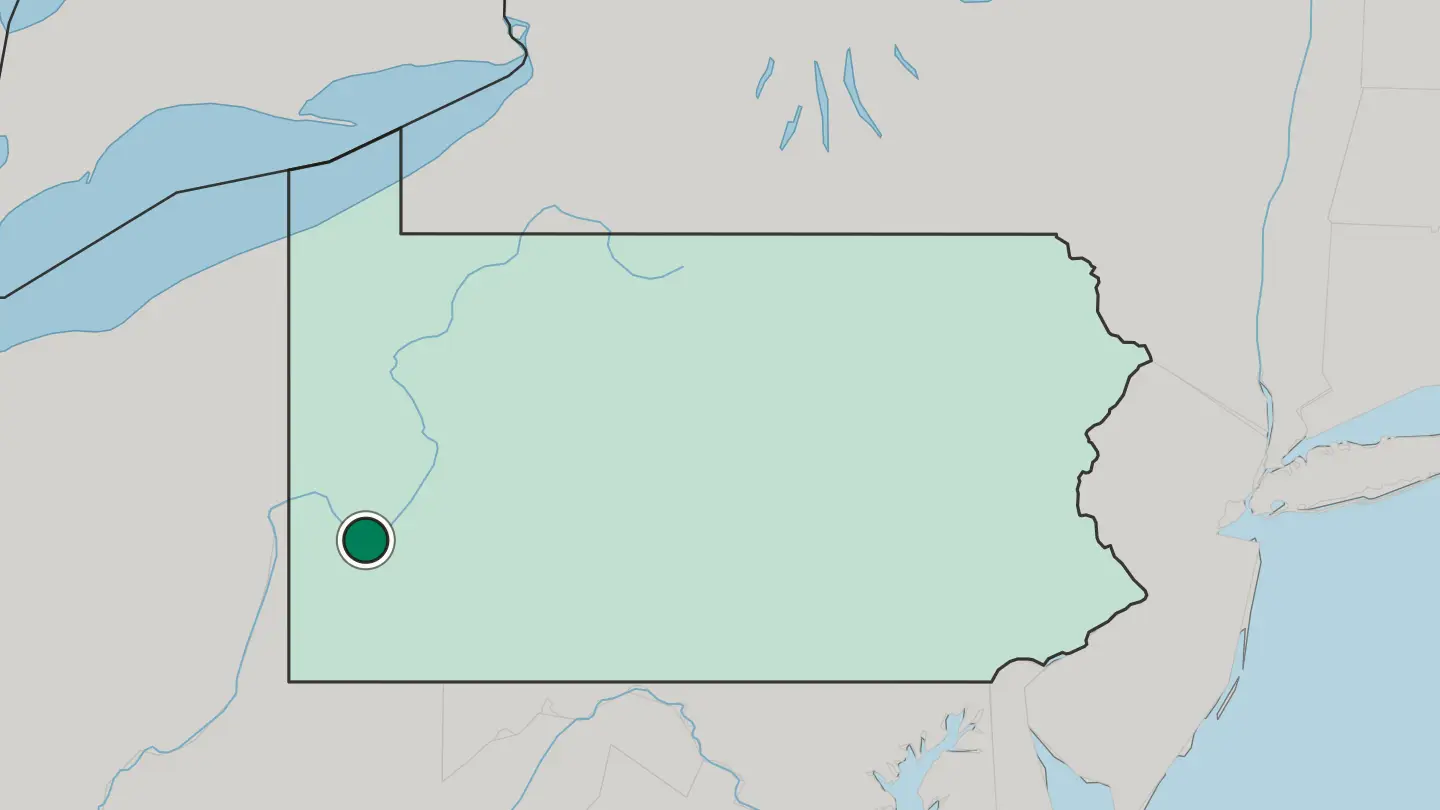 Map of Pittsburgh in United States
