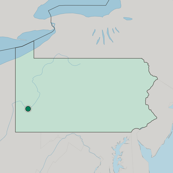 Map showing Pittsburgh — In Pennsylvania