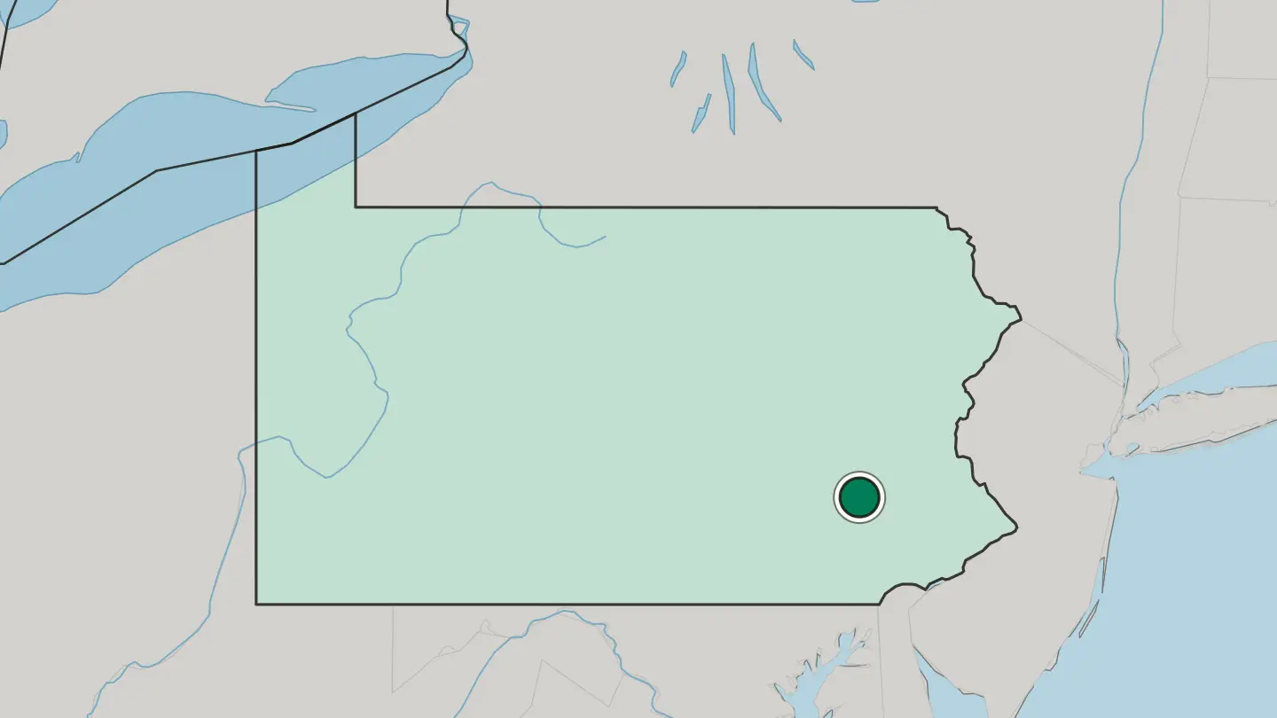Map of Reading in United States