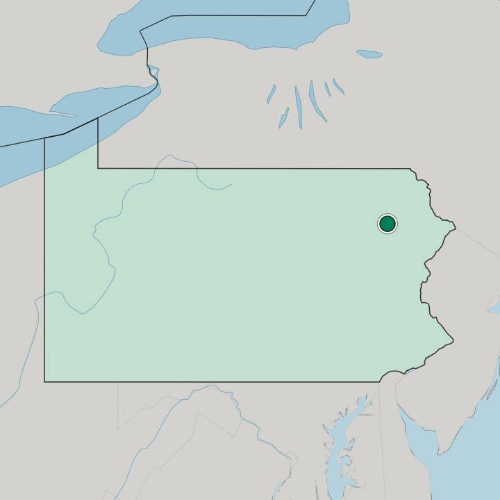 Map showing Scranton — In Pennsylvania