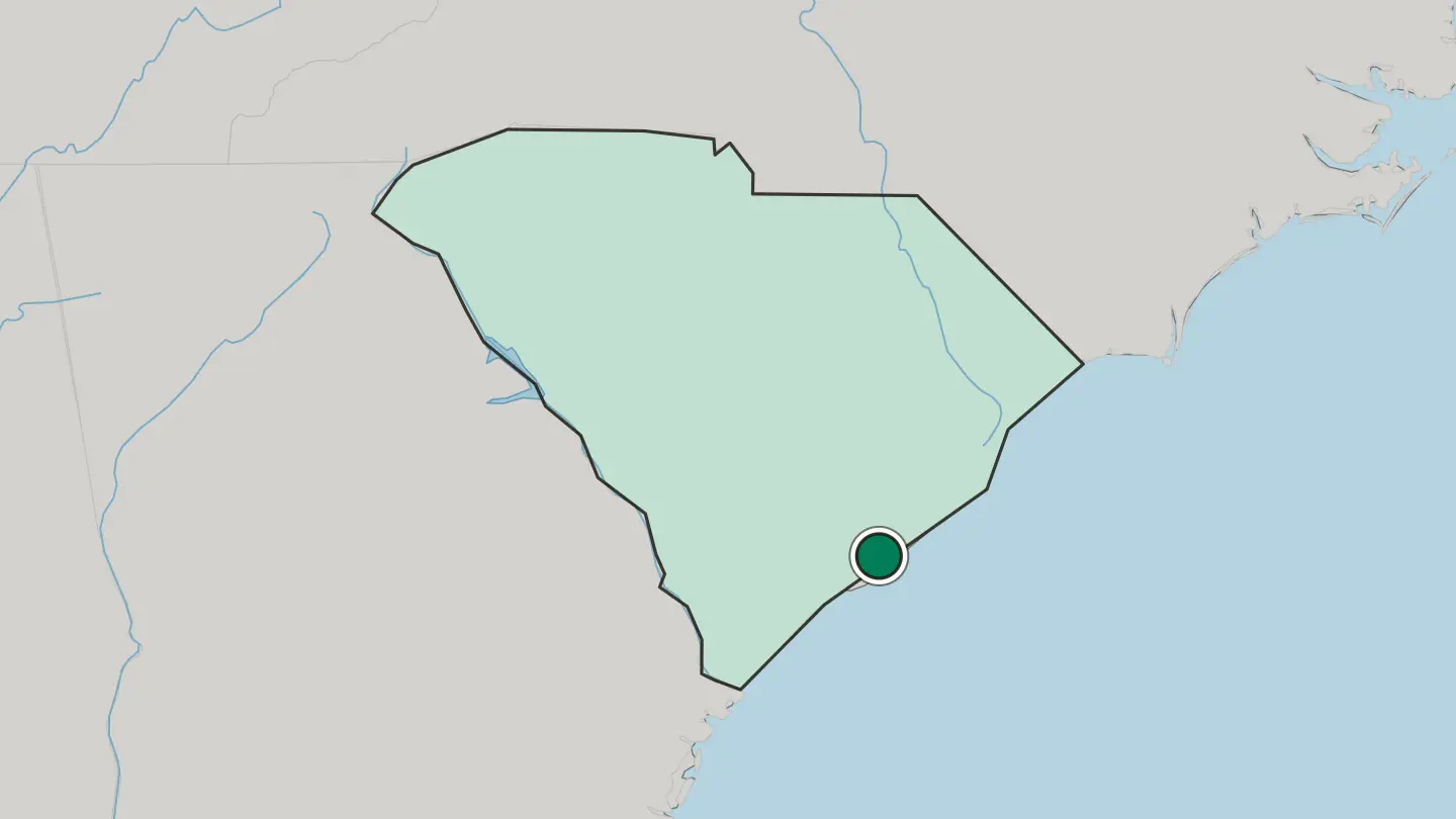 Map of Charleston in United States
