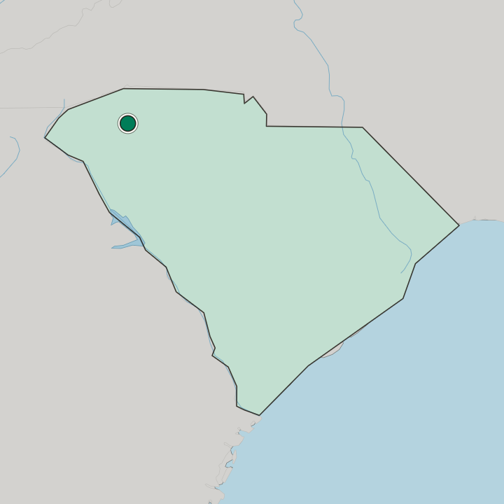 Map showing Greenville — In South Carolina