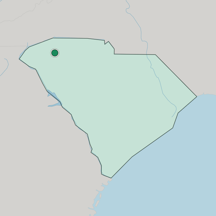 Map showing Greenville — In South Carolina