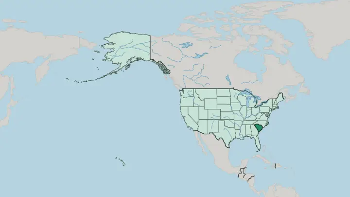 Map of South Carolina in United States