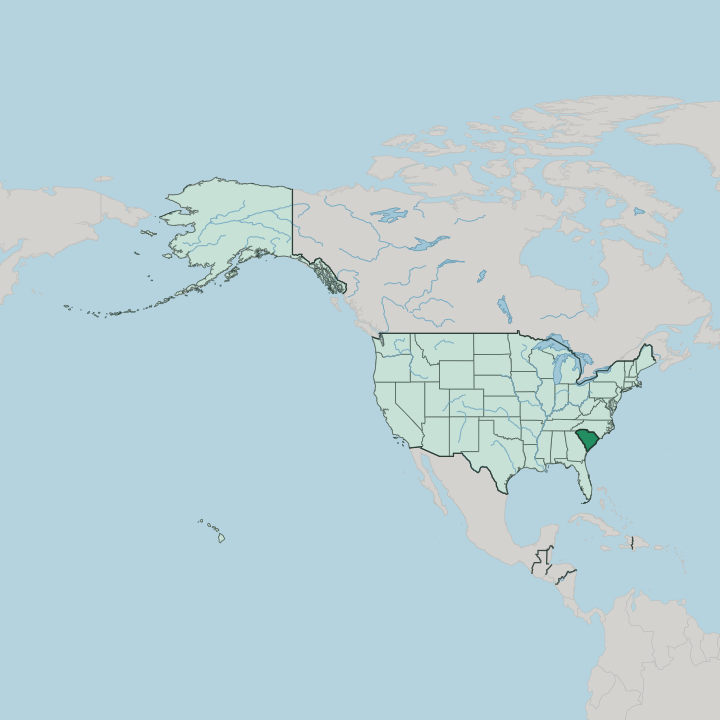 Map showing South Carolina — In United States