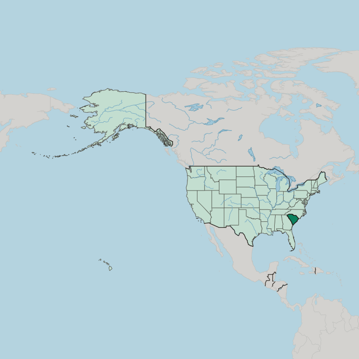 Map showing South Carolina — In United States