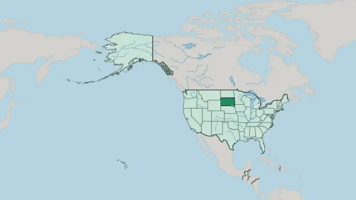 Map of South Dakota in United States