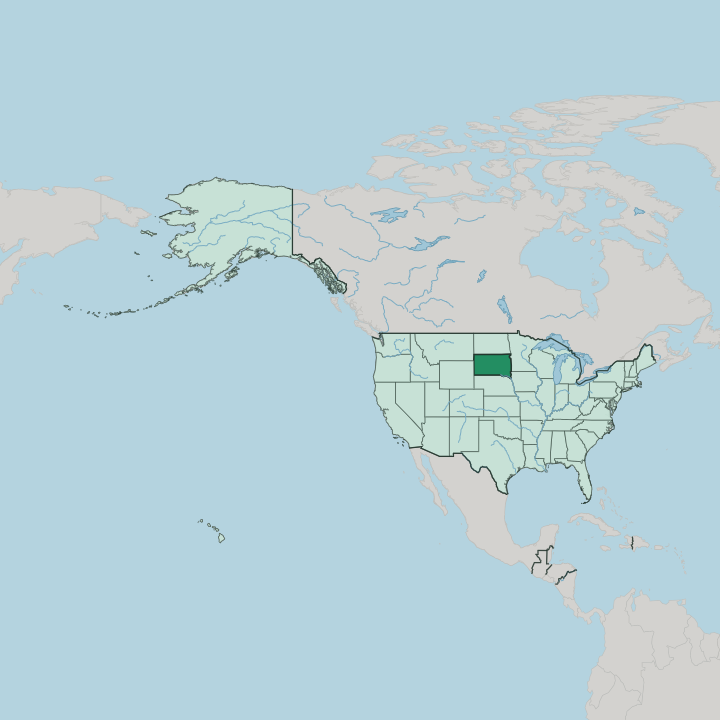 Map showing South Dakota — In United States