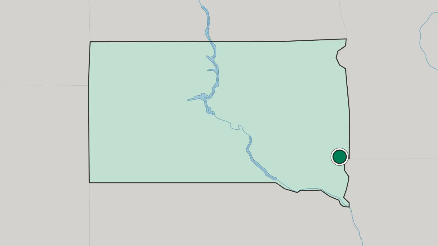 Map of Sioux Falls in United States