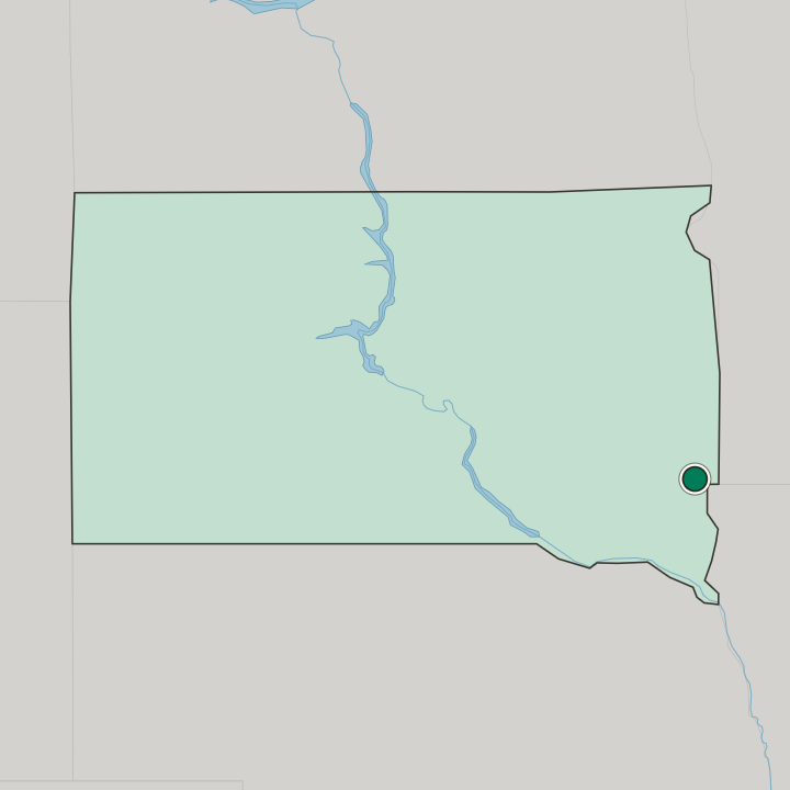 Map showing Sioux Falls — In South Dakota
