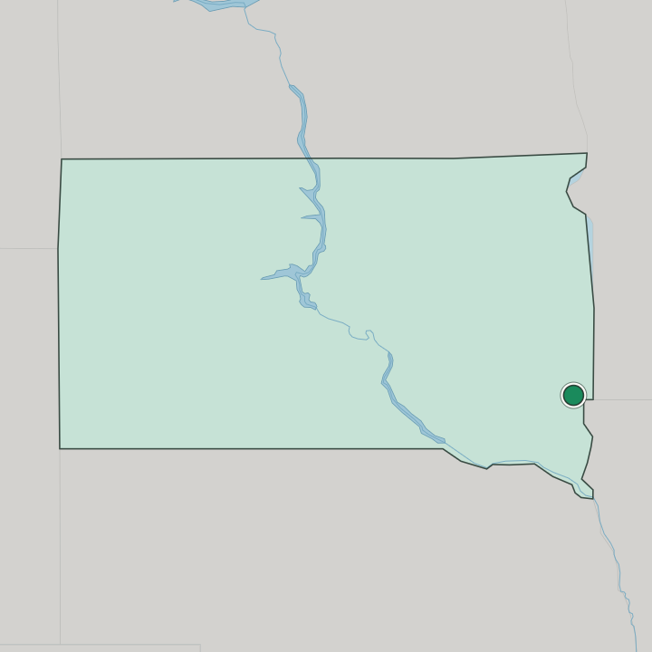 Map showing Sioux Falls — In South Dakota