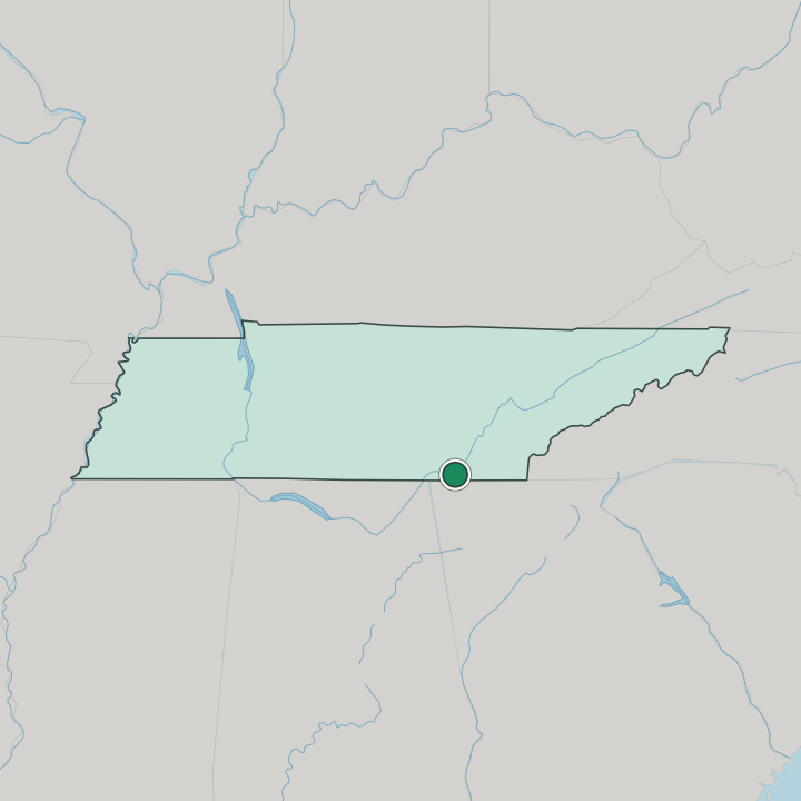 Map showing Chattanooga — In Tennessee