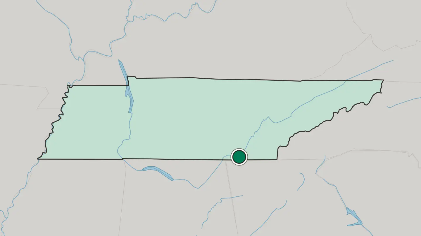 Map of Chattanooga in United States