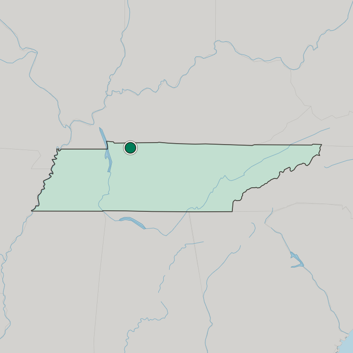 Map showing Clarksville — In Tennessee