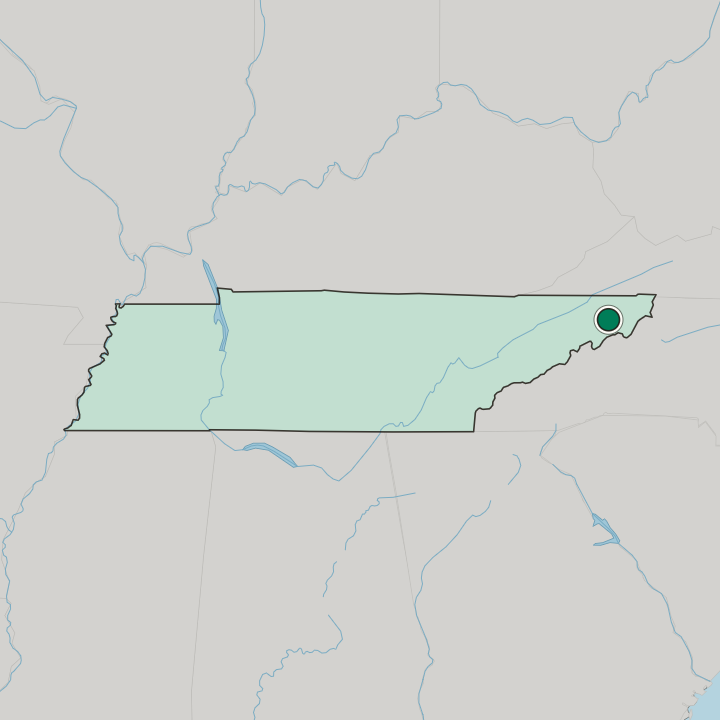 Map showing Johnson City — In Tennessee