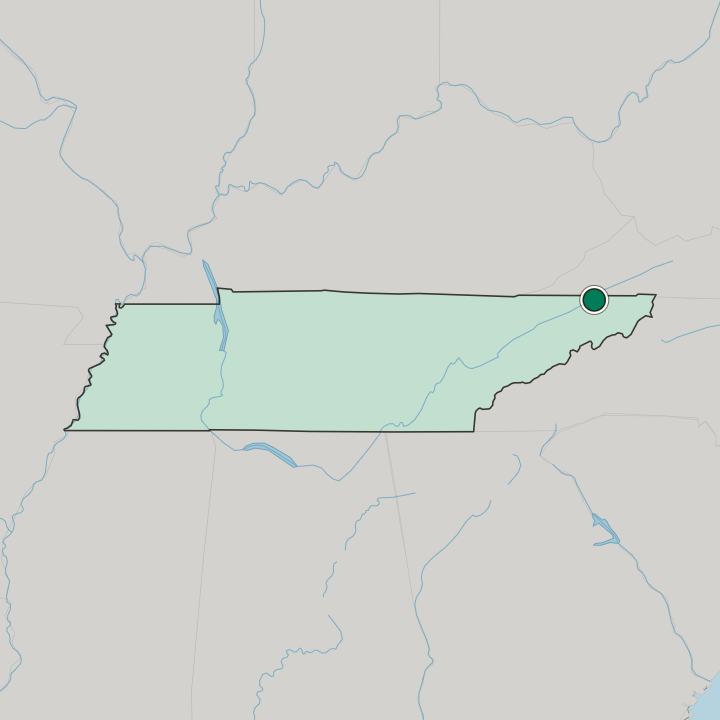 Map showing Kingsport — In Tennessee