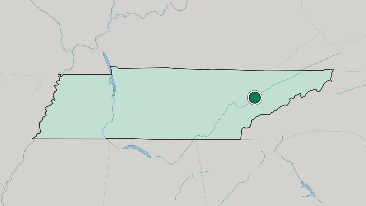 Map of Knoxville in United States