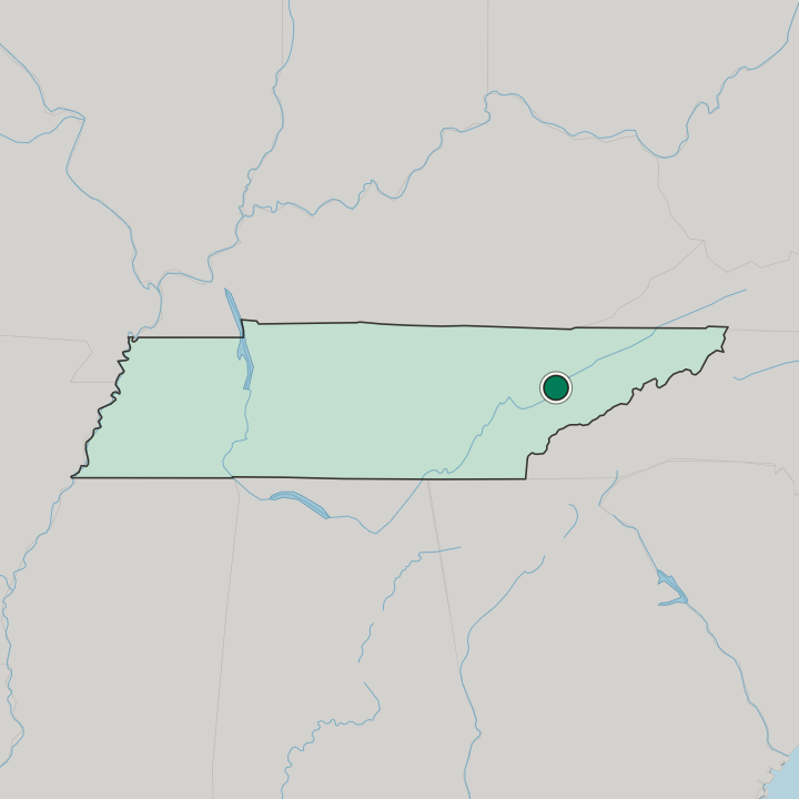 Map showing Knoxville — In Tennessee