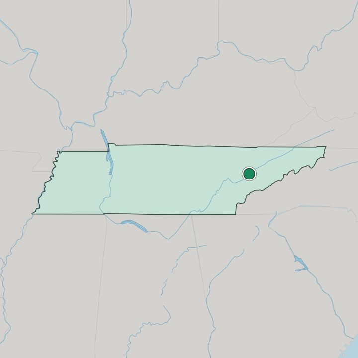Map showing Knoxville — In Tennessee