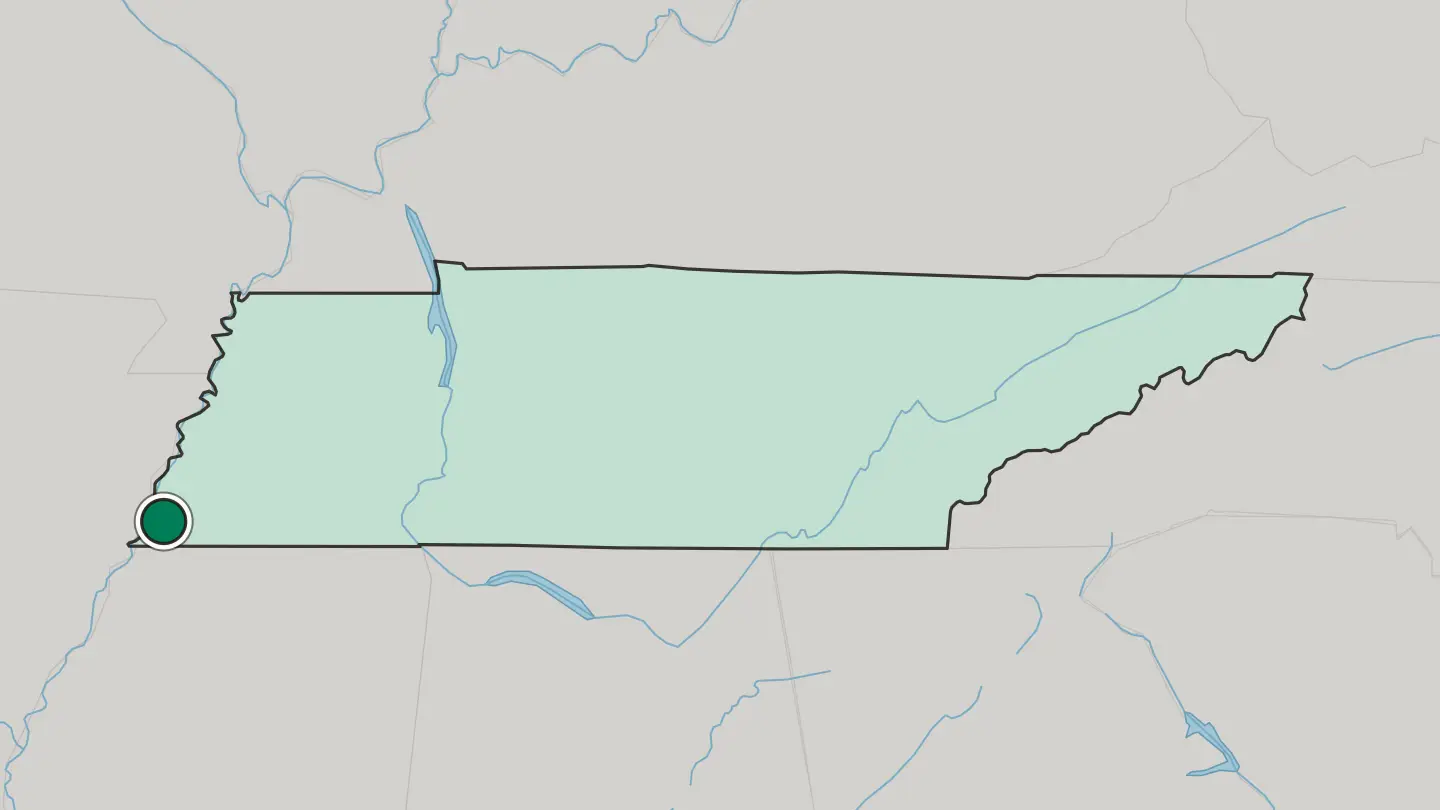 Map of Memphis in United States