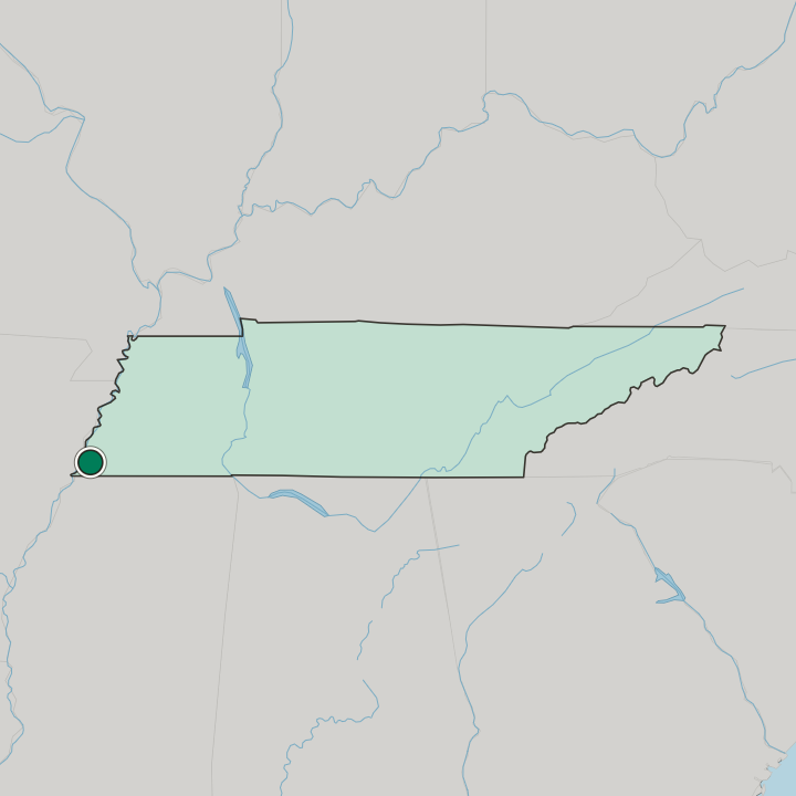 Map showing Memphis — In Tennessee