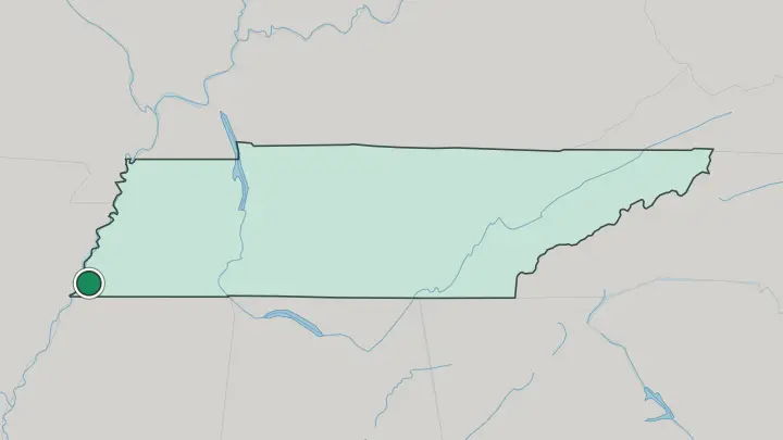 Map of Memphis in United States