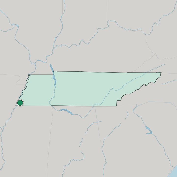 Map showing Memphis — In Tennessee