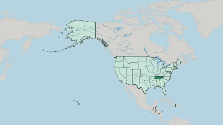 Map of Tennessee in United States